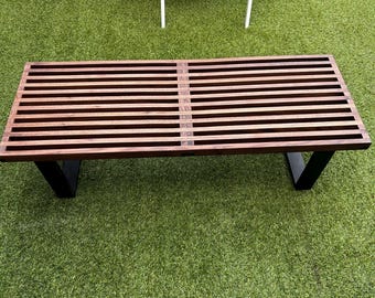George Nelson Inspired Slatted Bench, Mid-Century Modern Hardwood Furniture. Custom built to your needs.