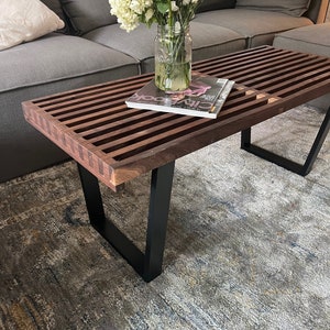 George Nelson Inspired Slatted Bench, Hand Built to Your size, Mid-century Modern Entryway, Mudroom Patio, Bedroom, Coffee Table, Bench