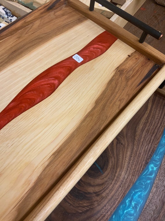 Pecan Wood Charcuterie Board/ Epoxy Resin River Cheese Board Etsy