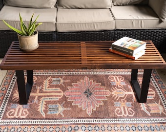 George Nelson Inspired Slatted Bench, Mid-Century Modern Hardwood Furniture. Custom built to your needs.