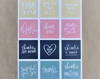 12 VARIETY Thank You 2.5"x2.5" | Greeting Cards | Thank You Cards | Mini Greeting Cards | Mini Thank You Cards | Gift Tags