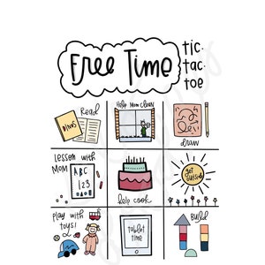 Free Time Tic-tac-toe, Job Chart for Kids, Kids Activity Chart, Chore Chart, Kids Printable