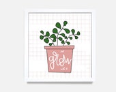 Just Grow With It Printable Wall Art, Classroom Printable, Growth Mindset