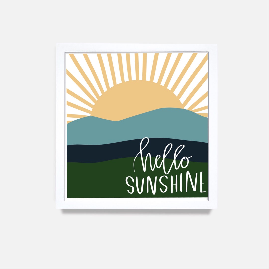 Hello Sunshine Graphic Minimalist Print Sunshine Art Sunshine Wall Art