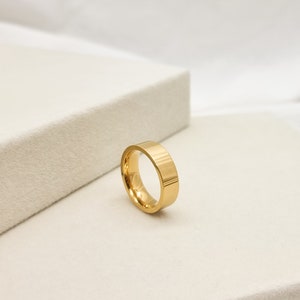 Wide Band Ring, Gold Cigar Band, Plain, Stainless Steel