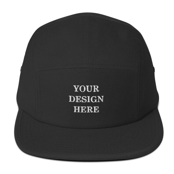 Custom Five Panel Hat (Black Color) / Custom Design Cap / Hand Embroidered Hat / 5 Panel Hat / Camper Hat / Custom 5 Panels