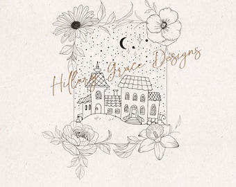 Little Village Tattoo Design | Fine Line Floral Tattoo