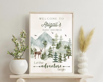 Woodland Baby Shower Welcome Sign - Editable - Template