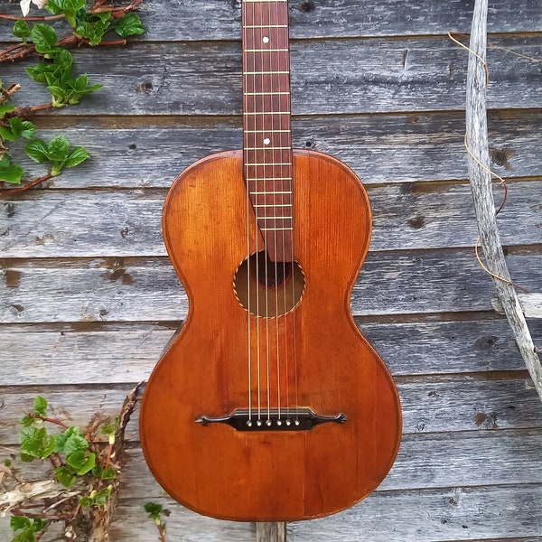 74. Antique parlor guitar HERFELD & COMP, 1920s, old German guitar, solid tonewood,