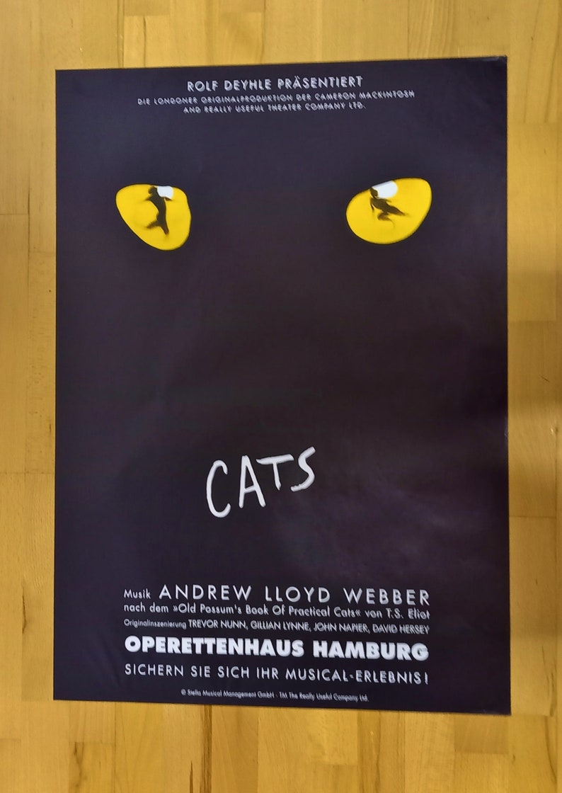 Musical Poster CATS Poster from the 8090s Musical Success Well Preserved