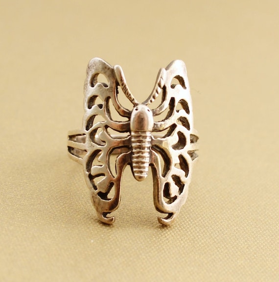 Vintage Sterling Silver butterfly ring, butterfly… - image 1