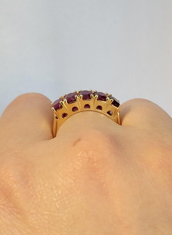 18K Gold Ruby Ring | Five Oval Ruby Band | Natura… - image 5