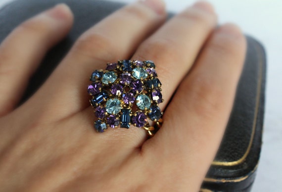 Rhinestone Ring, Cocktail Ring, Designer rings, Sa