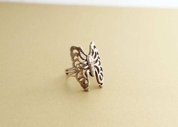 Vintage Sterling Silver butterfly ring, butterfly… - image 7