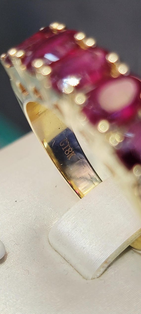 18K Gold Ruby Ring | Five Oval Ruby Band | Natura… - image 7