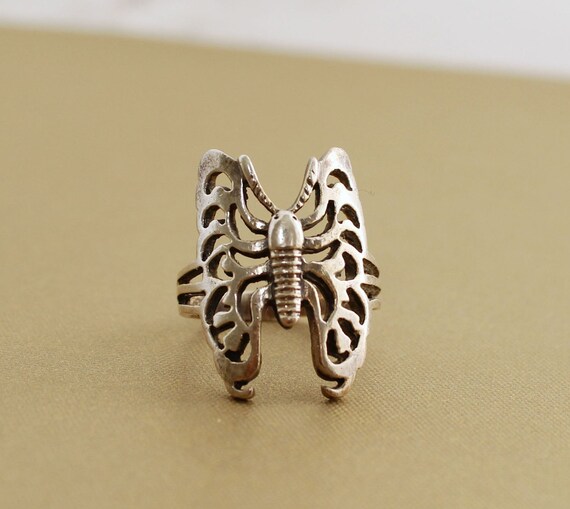 Vintage Sterling Silver butterfly ring, butterfly… - image 6