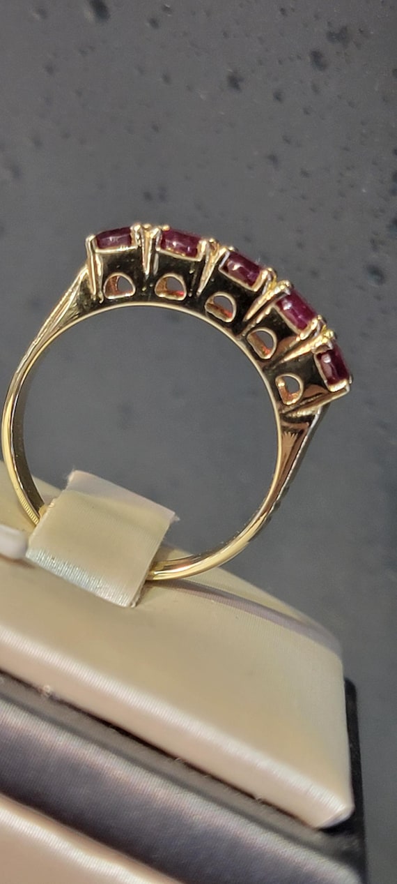 18K Gold Ruby Ring | Five Oval Ruby Band | Natura… - image 8