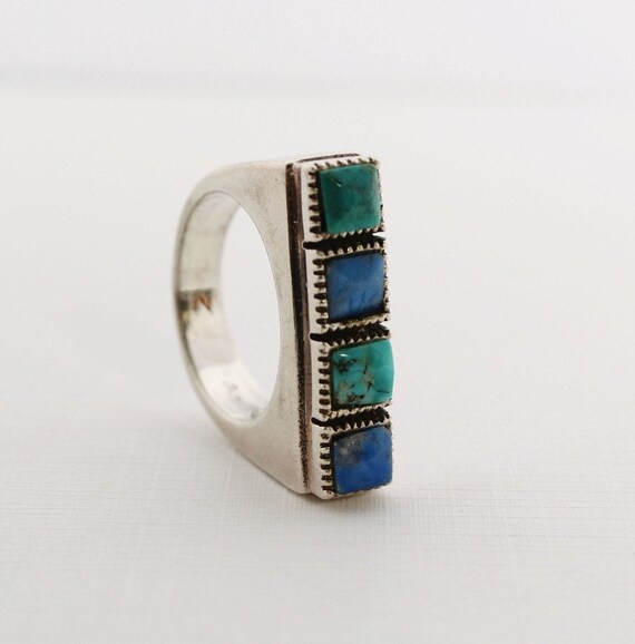 Brutalist Turquoise Ring/Silver Turquoise ring/ste