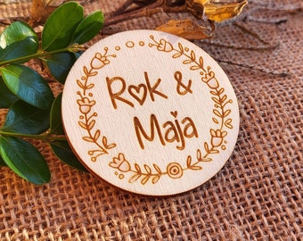 Imanes de agradecimiento de madera, favores de boda para invitados, imán de favor de boda, imanes para guardar la fecha, recuerdo de boda, imanes de nevera, regalo de madera