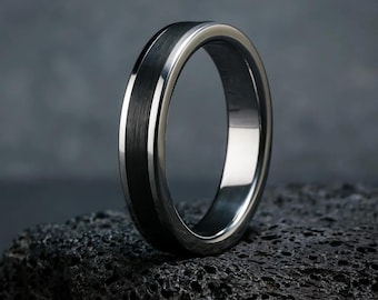 Minimalistic Promise Rings, Handmade Titanium & Carbon Fibre Wedding Band, Modern Engagement Ring