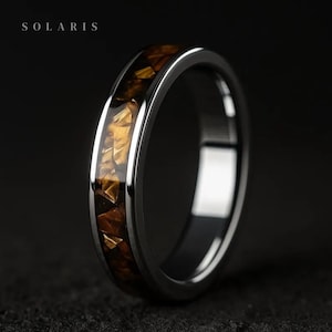Tiger’s Eye Ring, Handmade Titanium Ring, Unique Men’s & Women’s Jewellery