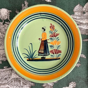 Brittany Style Home Decor:  Vintage 1950s Henriot Quimper France 8” Plate