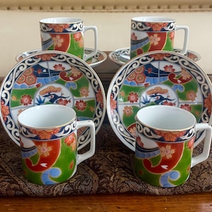 Japanese Home Decor:  Set of 4, Arita Japan Demitasse Cup and Saucer