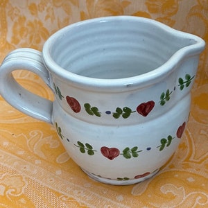 Portuguese Ceramics:  Valentine’s Day Hearts and Vines Jug Pitcher, Made for Williams-Sonoma by Florabella Zrike Portugal