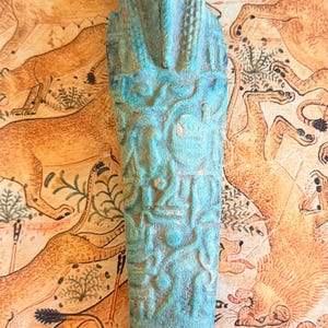 Egyptian Ushabti Figurine in Turquoise Faience Pottery