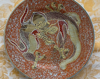 Japanese Collectible Plate:  Distinctive Dragon Plate, with Raised Decorations