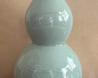 Vaso per bottiglia di vino a doppia zucca cinese con smalto Celadon o base per lampada