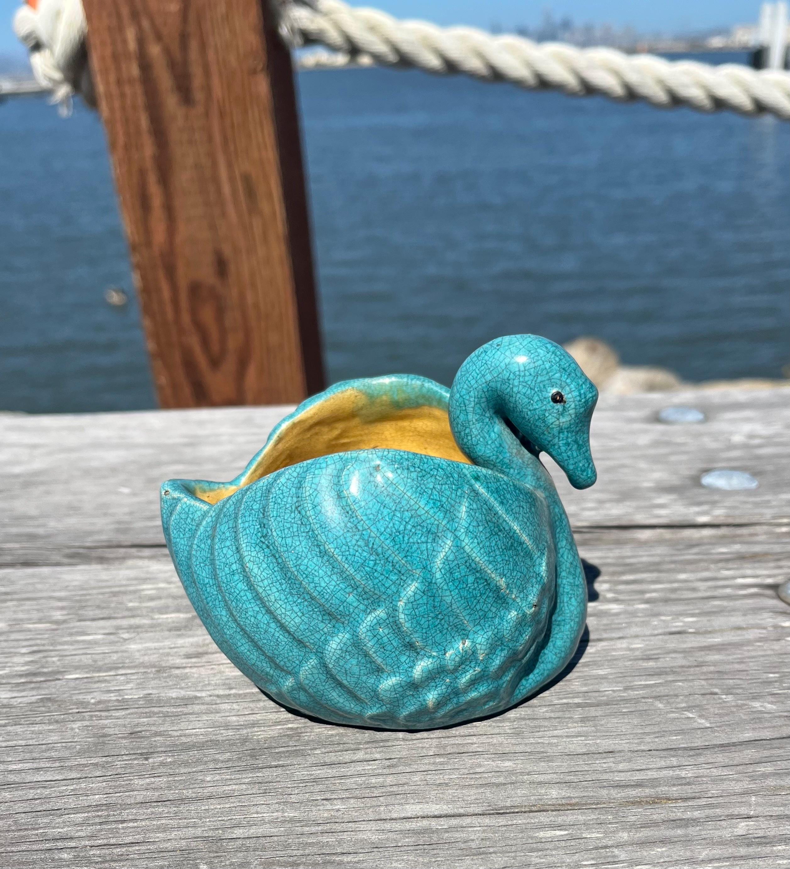 Vintage Swan Planter Turquoise - Etsy