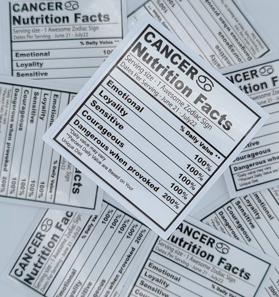 Stickers, Labels & Tags Paper & Party Supplies Cancer Nutrition Facts ...