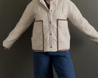beige quilted chore coat