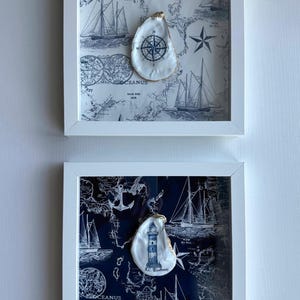 Nautical Oyster Shell Art Shadowbox