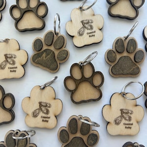 Wooden Paw Print Keychain: Coastal Ruby Pet Lover Gift
