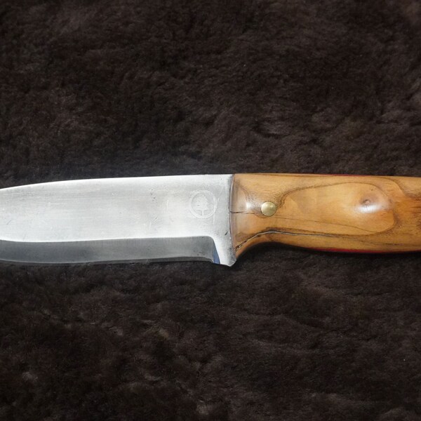 Handmade 1095 Bushcraft knife with wild cherry handle