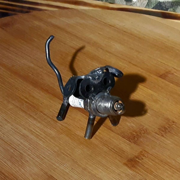 Repurposed Handcrafted welded sparkplug dog Sculpture