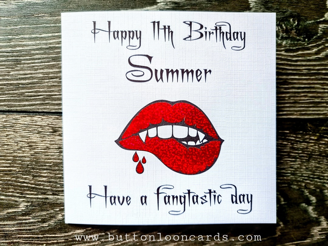 Vampire Happy Birthday Card Handmade & Personalised Daughter