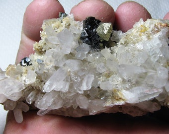 Top condition Stunning quartz with chalcopyrite and sphalerite from the famous 9th of September mine Natural crystal Madan Bulgaria N47