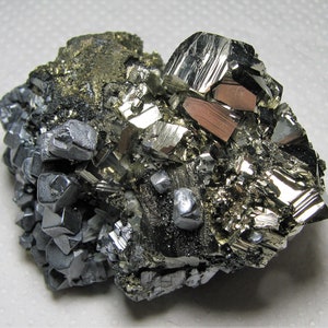 Beautiful shiny pyrite with galena from the famous 9th of September mine, Madan, Bulgaria, Mineral, Natural crystal, Top condition, N2283