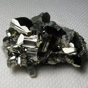 Great shiny pyrite on sphalerite and quartz, Madan, Bulgaria, Mineral, Natural crystal, Top condition, N4808