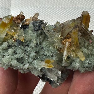 Beautiful quartz with limonite and chlorite includings from the famous 9th of September mine, Madan,Bulgaria, Mineral, Natural crystal,N9034