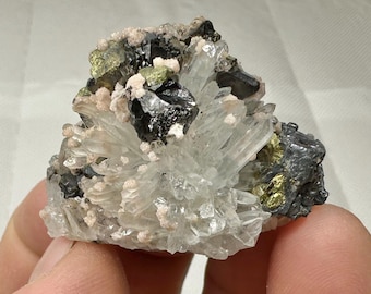 Lovely sphalerite with galena, chalcopyrite, quartz and micro crystals rhodochrosite, Madan, Bulgaria, Natural crystal, Top condition, N8085