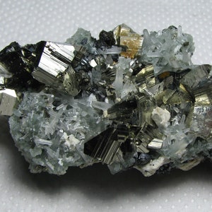 Nice shiny pyrite with sphalerite and quartz, Madan, Bulgaria, Mineral, Natural crystal, Top condition, N5103