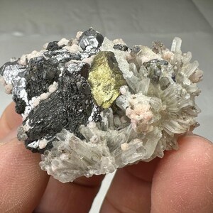 Lovely sphalerite with chalcopyrite, quartz and micro crystals rhodochrosite, Madan, Bulgaria, Natural crystal, Top condition, N8087
