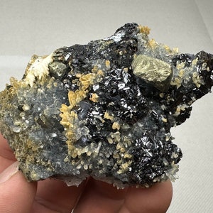 Great chalcopyrite with sphalerite, calcite and quartz from the famous 9th of September mine, Madan,Bulgaria,Mineral, Natural crystal, N5661