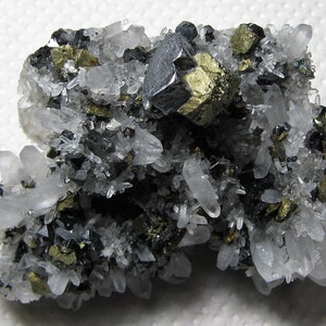 Stunning chalcopyrite with galena, sphalerite and quartz from the famous 9th of September mine,Bulgaria, Natural crystal,Top condition, N380