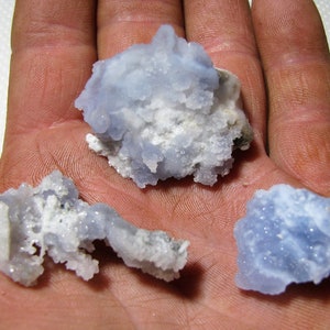 3 pieces Small Rare aesthetic chalcedony with deep color, Madan, Bulgaria, Gift, Cluster, Home decor, Rare crystal, N2408
