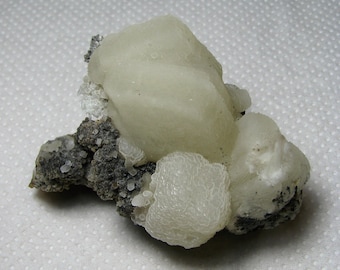 Very rare and interesting calcite on oxided rhodochrosite, Madan,Bulgaria, Natural crystal, Top condition, N4098